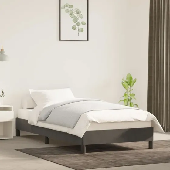 Sengeramme i mørkegrå fløjl 90x190 cm – uden madras