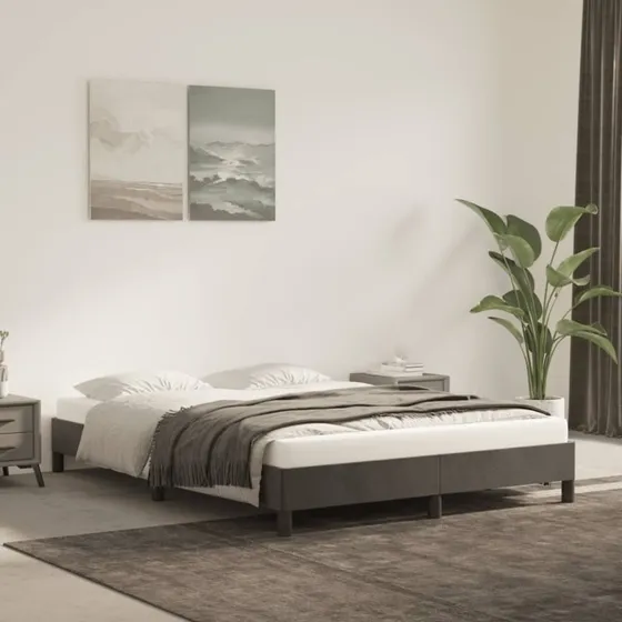Sengeramme 140x190 cm Mørkegrå Fløjl – Uden madras
