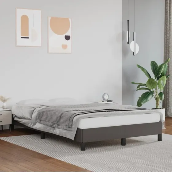 Sengeramme 120x200 cm i gråt kunstlæder