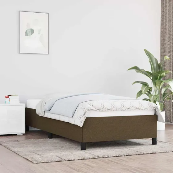 Sengeramme 90x190 cm mørkebrun stof – uden madras