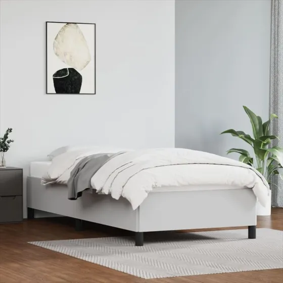 Sengeramme 100x200 cm i hvidt kunstlæder