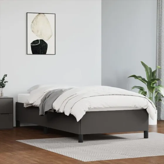 Sengeramme 100x200 cm i gråt kunstlæder