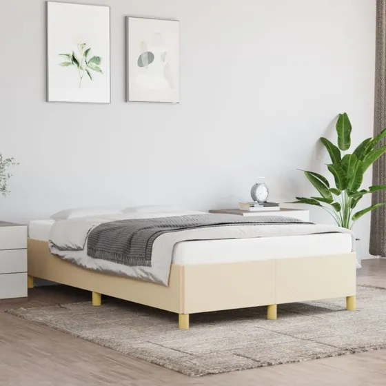 Sengeramme 120x200 cm i stof, creme – uden madras