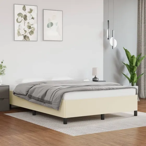 Sengeramme 140x200 cm i creme kunstlæder