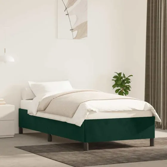 Sengeramme i mørkegrønt fløjl 90x190 cm – uden madras
