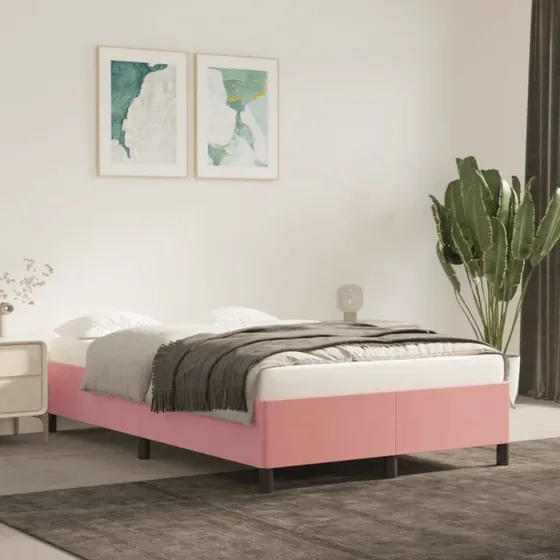 Sengeramme 120x200 cm i pink fløjl