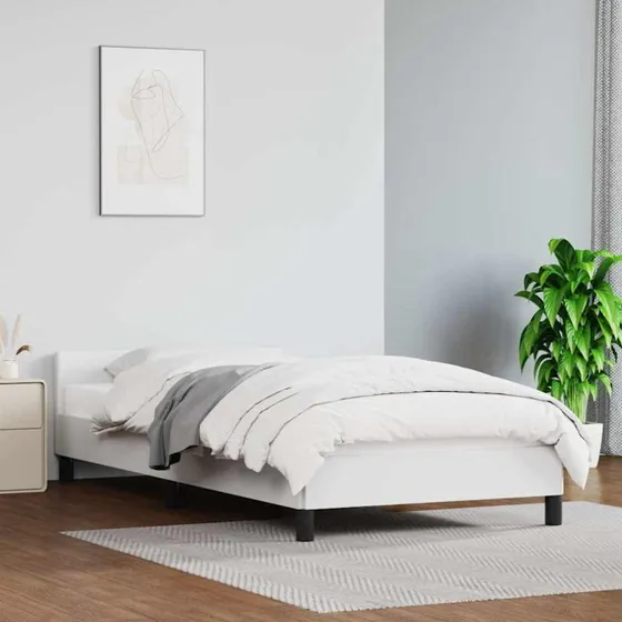 Sengeramme med hovedgærde 80x200 cm - Hvid kunstlæder