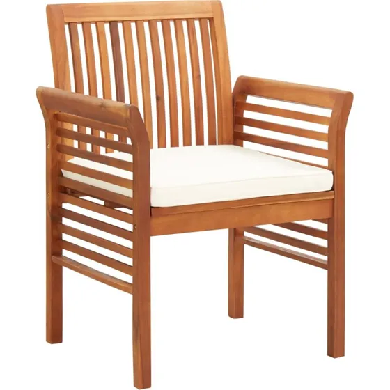 Havestole i massivt akacietræ 4 stk. med hynder