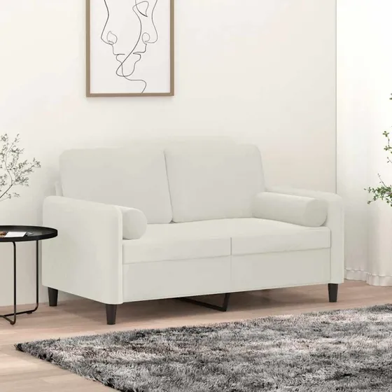 Velour cylinderpuder 2 stk 15x50 cm creme