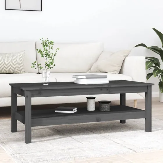 Sofabord i massivt fyrretræ 110x50x40 cm - grå