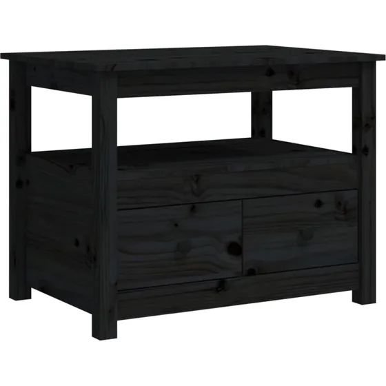 Sofabord 71x49x55 cm i massivt fyrretræ, sort