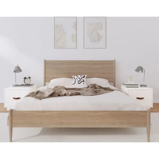 Sengeborde i massivt fyrretræ 2 stk. - Hvid 40x34x35 cm