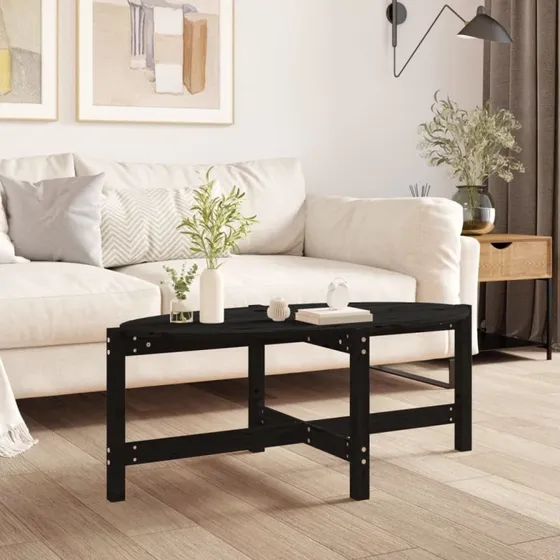 Sofabord i massivt fyrretræ 118x63x45 cm – Sort