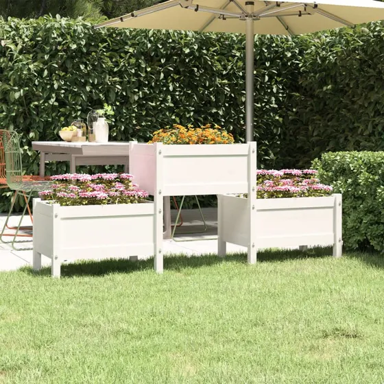 Plantekasse i massivt fyrretræ 178,5x44x75 cm – hvid