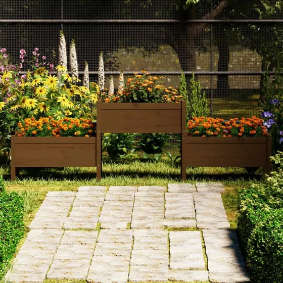 Stor plantekasse i massivt fyrretræ 245,5x44x75 cm