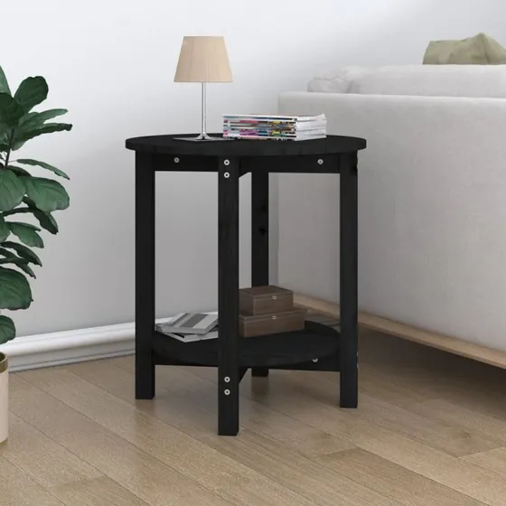 Sofabord Ø55x60 cm i massivt fyrretræ, sort