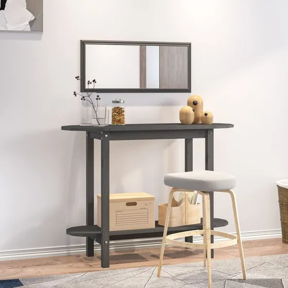 Konsolbord i massivt fyrretræ 110x40x80 cm - grå
