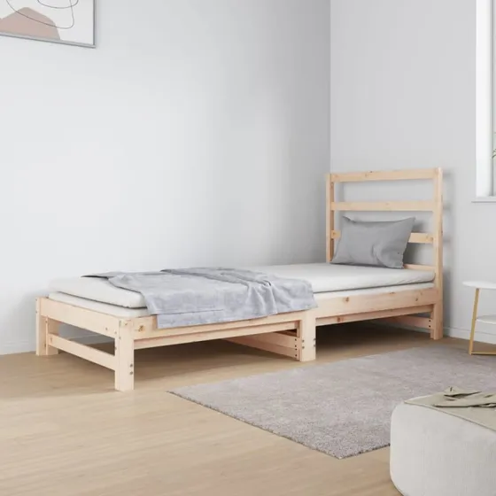 Daybed med udtræk i massivt fyrretræ 2x90x190 cm