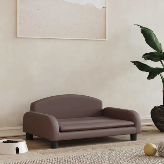 Hundeseng 70x45x30 cm i brun kunstlder