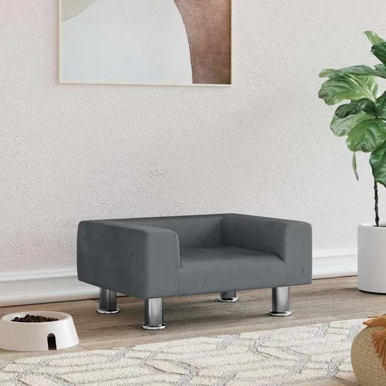 Hundeseng i velour 50x40x26,5 cm - mrkegr