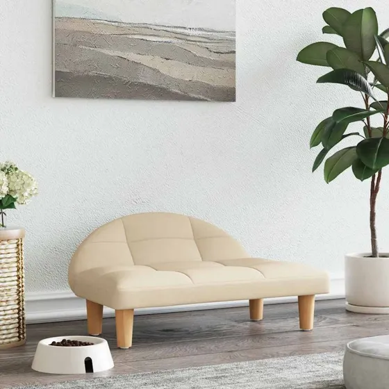 Hundeseng 70x52x30 cm creme - polstret stof & trramme