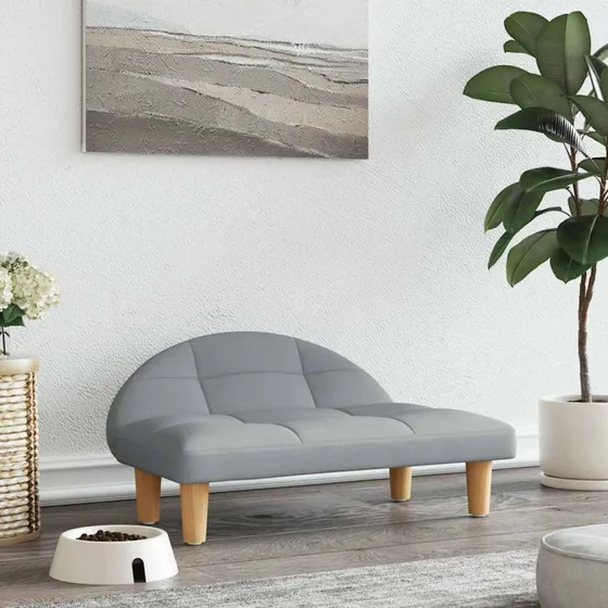 Hundeseng 70x52x30 cm, lysegr stof, polstret