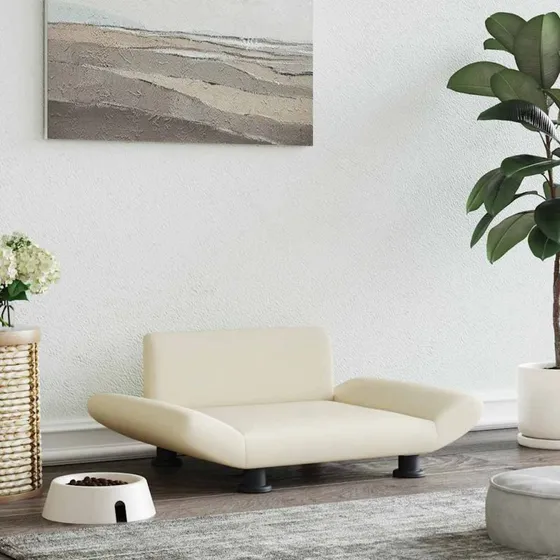 Hundeseng 70x45x28 cm i creme kunstlder