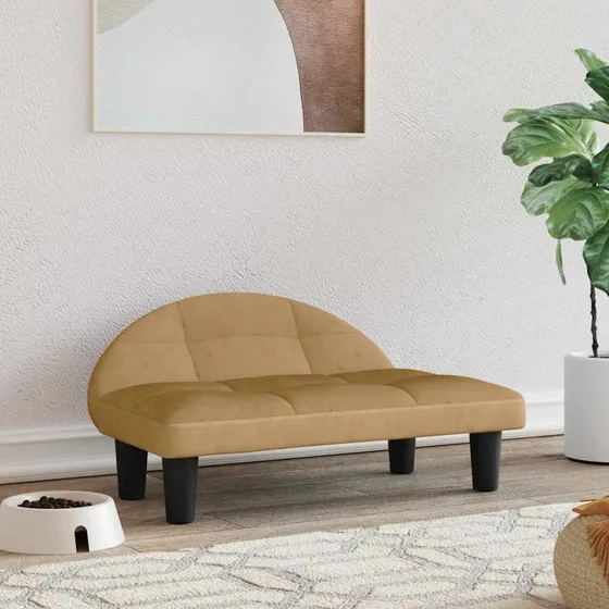 Hundeseng 70x52x30 cm i brun velour  komfort og stil