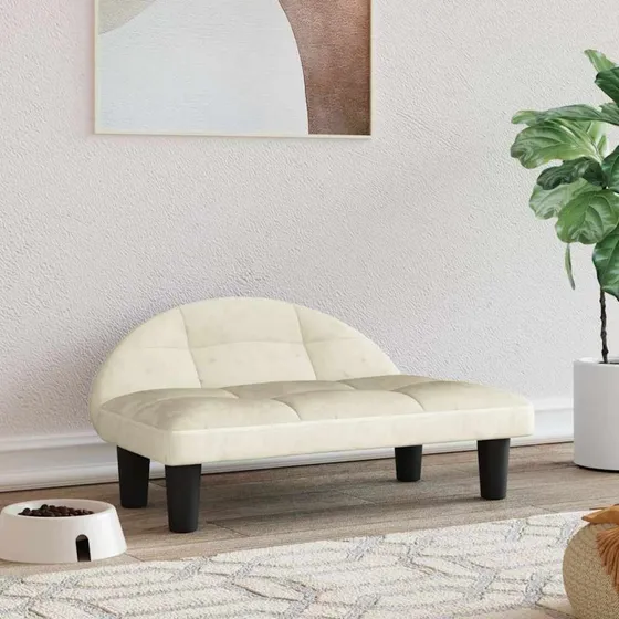 Hundeseng velour creme 70x52x30 cm - robust og bld