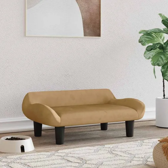 Hundeseng velour 70x40x24 cm brun  robust fyrretr