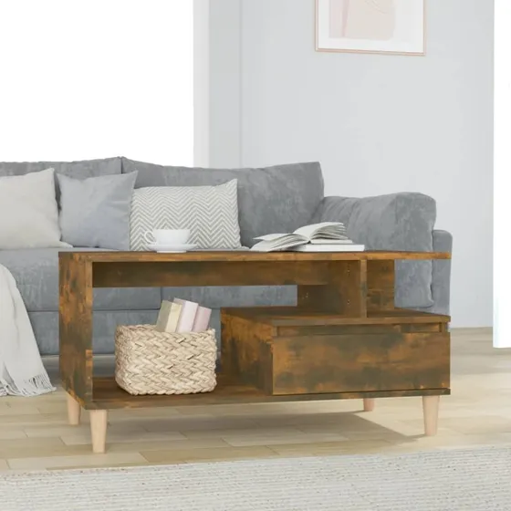 Sofabord 90x49x45 cm, røget egetræ