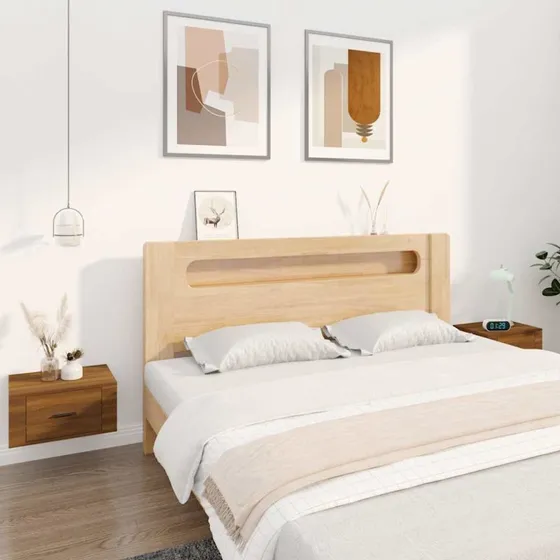Væghængte sengeborde 2 stk. 50×36×25 cm – brun egetræsfarve