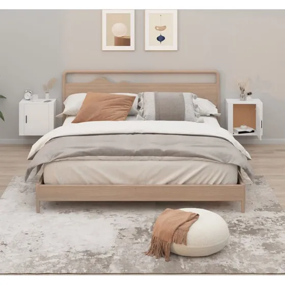 Væghængte sengeborde 2 stk. 50x30x47 cm - Hvid