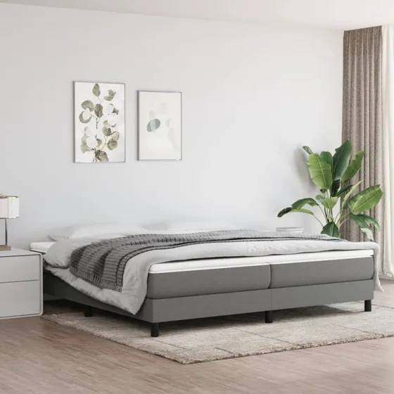 Boxspring sengeramme 200x200 cm - mørkegrå stof