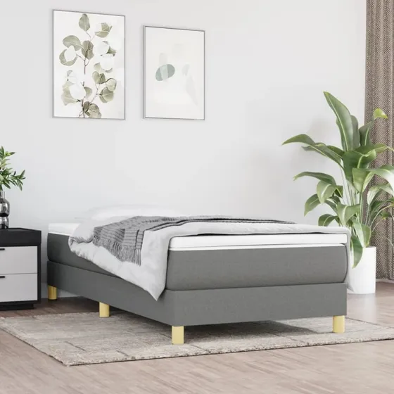 Boxspring sengeramme mørkegrå 90x190 cm stof