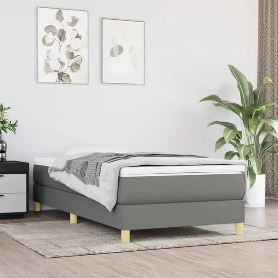 Boxspring sengeramme 100x200 cm mørkegrå stof