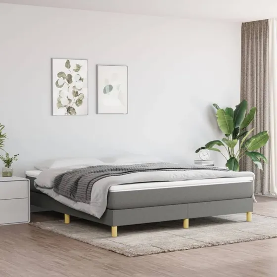 Boxspring sengeramme 160x200 cm stof mørkegrå