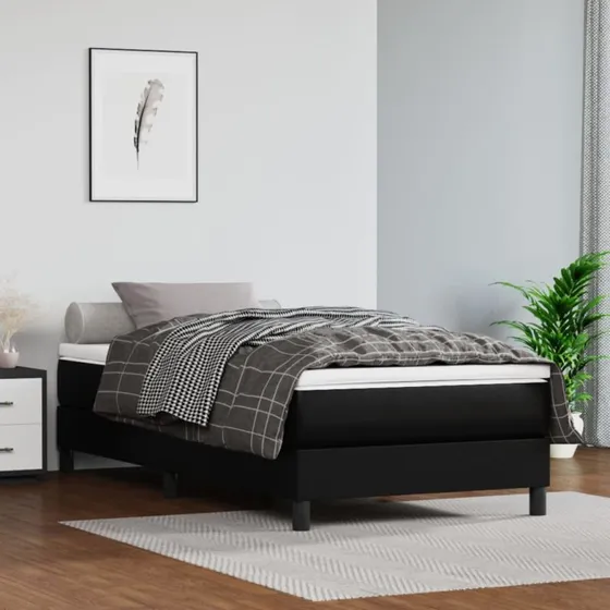 Boxspring sengeramme 90x200 cm - sort kunstlæder