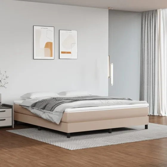 Boxspring sengeramme 180x200 cm i cappuccino kunstlæder