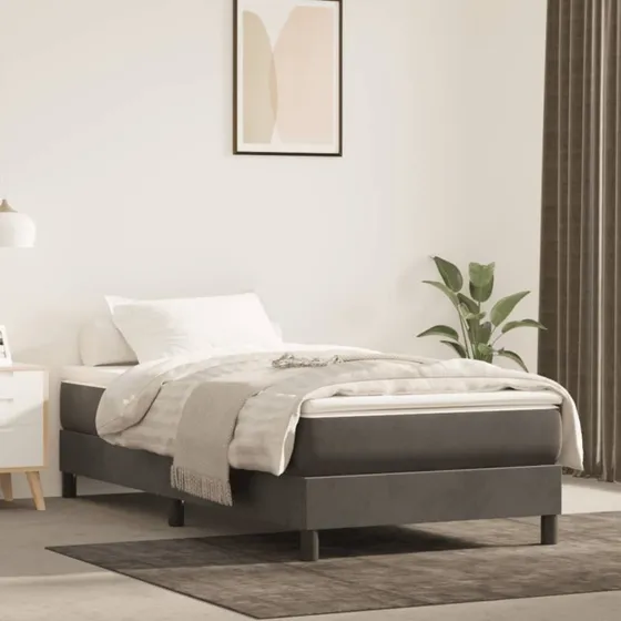 Boxspring sengeramme mørkegrå fløjl 80x200 cm