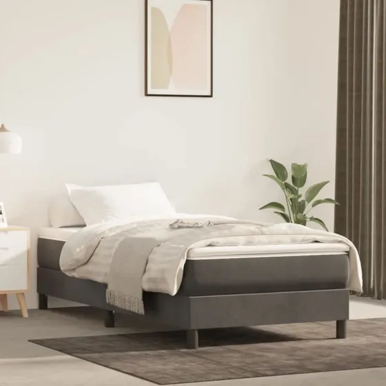 Boxspring sengeramme 100x200 cm - mørkegrå fløjl