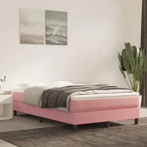 Boxspring sengeramme 120x200 cm i fløjl - Pink