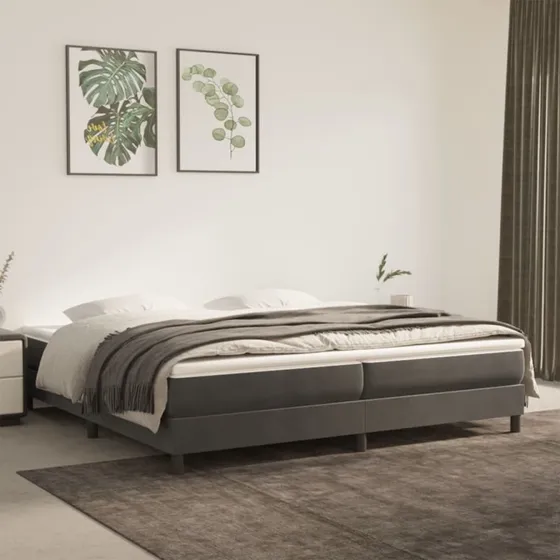 Boxspring sengeramme fløjl mørkegrå 200x200 cm (uden madras)