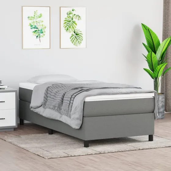 Boxspring sengeramme 100x200 cm mørkegrå stof