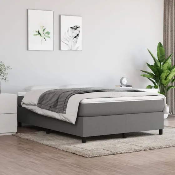 Boxspring sengeramme 140x190 cm i mørkegråt stof