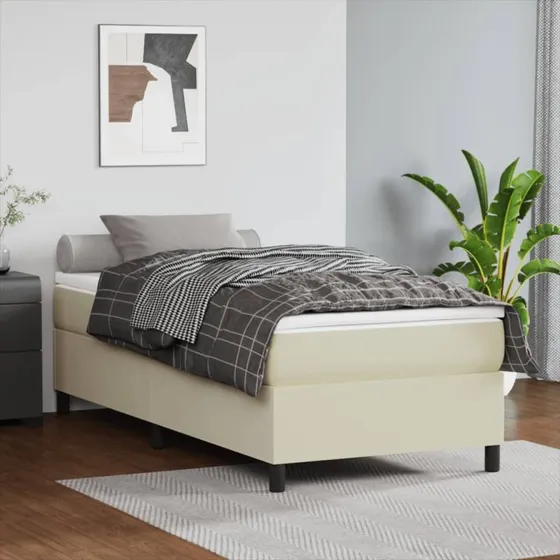 Boxspring sengeramme 80x200 cm – creme kunstlæder
