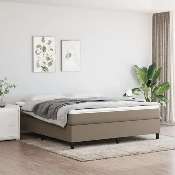 Boxspring sengeramme 160x200 cm – gråbrun stof