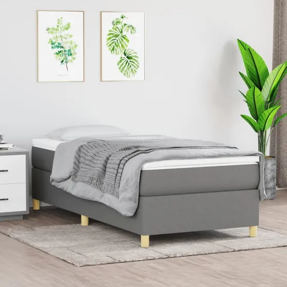 Boxspring sengeramme 90x200 cm mørkegrå stof