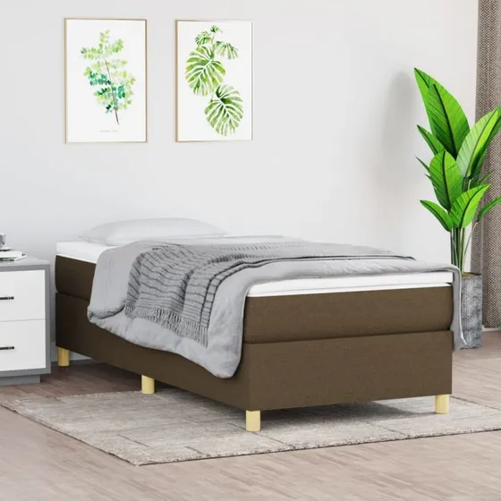 Boxspring sengeramme 90x200 mørkebrun stof