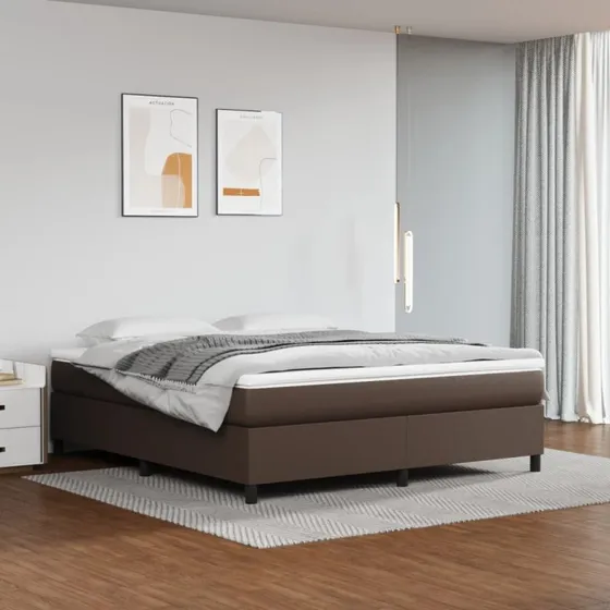 Boxspring sengeramme 160x200 cm i brun kunstlæder